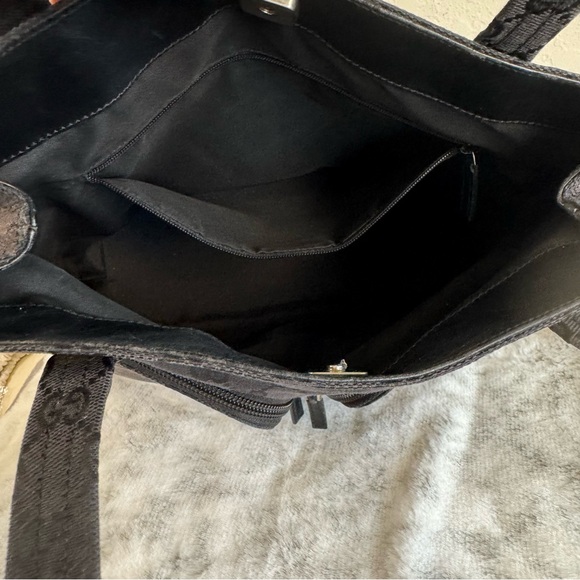 Gucci Gg Canvas / Denim Double Pocket Tote- Black  P0070 - Picture 14 of 14